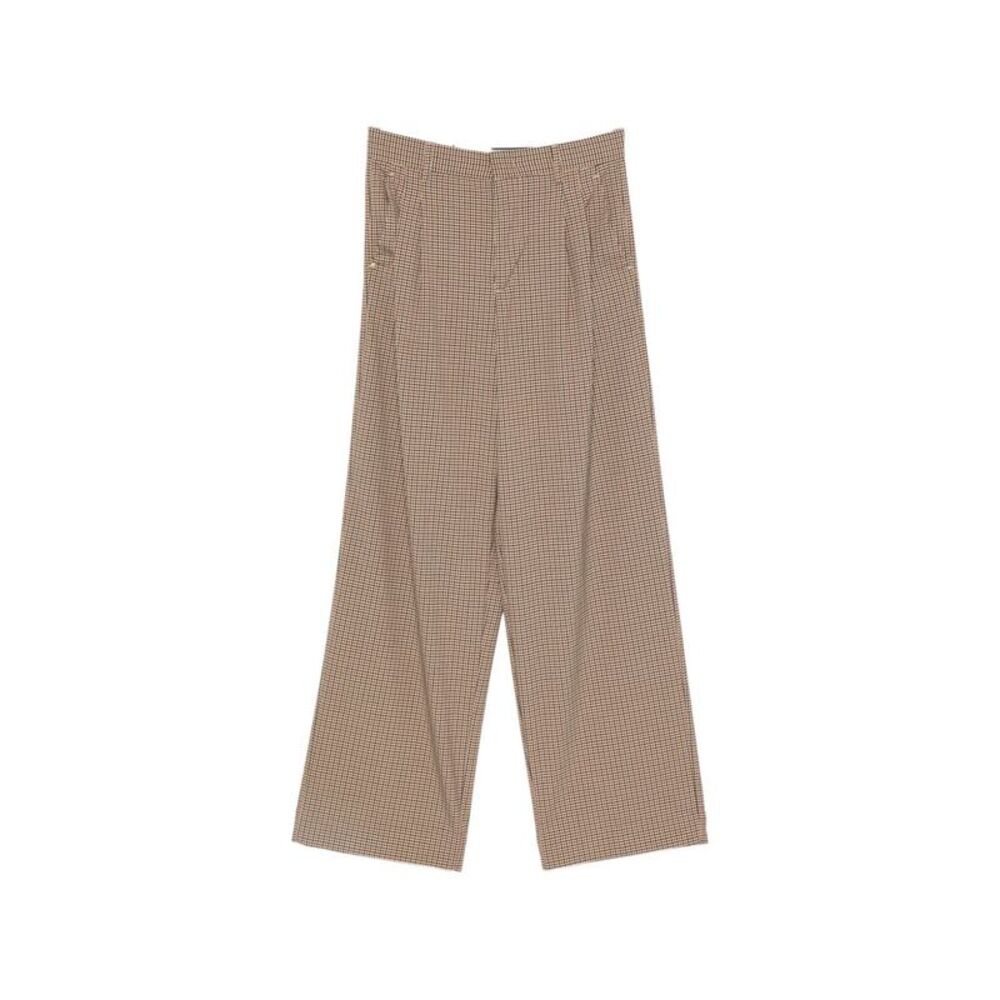White Sand Women Checked Wide-Leg Trousers